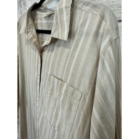 A New Approach Women's Cream & White Striped Button Up Top Size XL - Picture 8 of 9